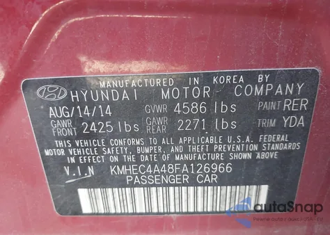 2015 Hyundai Sonata Hybrid Limited from USA, damaged, VIN KMHEC4A48FA126966